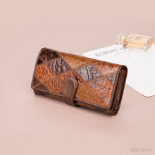 New Women wallet retro women leather wallets  Long Cover Wallets Card Holder Phone Bag Embossed Floral Ladies Purses