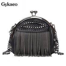 Gykaeo Luxury Handbags Women Bags Designer Punk Style Chains Shoulder Bag Ladies Small Rivet Tassel Cross Body Bag Sac A Main
