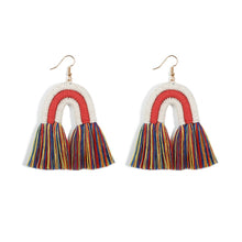 Boho Weave Macrame Earrings Triangle Ethnic Feather Fringe Tassel Earrings