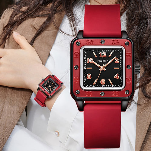 REBIRTH Hot Sell Fashion Women Silicone Japan Movement Quartz Wrist Watch For Ladies Waterproof Female Clock Women Watches 2022