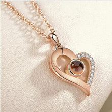 Lover Necklaces I love You in 100 Language Rose gold Pendant Choker