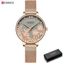 CURREN Women Watches Top Brand Luxury Stainless Steel Strap Wristwatch for Women Rose Clock Stylish Quartz Ladies Watch