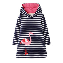 Jumping Meters New Animals Girls Dresses Hoodies Flamingo Long Sleeve Baby Clothes Cotton Princess Kids Hoody Dresses For Girl