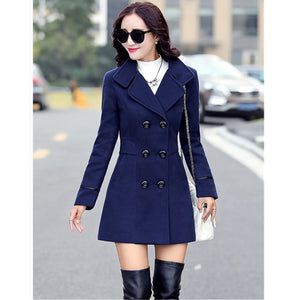 UHYTGF Autumn And Winter Wool Jacket Womens Clothing Medium Length Woolen Coats Slim Wild Elegant Female Korean Outerwear 3XL124