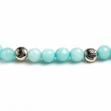 8mm Faced Natural Blue Chalcedony Mala Beads Bracelet