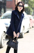 Winter Jacket Womens Double Breasted Short Wool Coat
