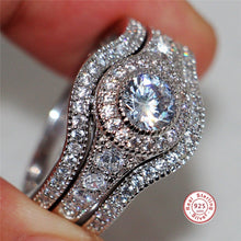 3Pcs/Set  Luxury Round Cut AAA Zircon Crystal Rings