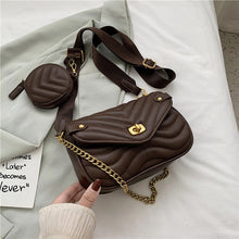 Small PU Leather Shoulder Bag For Women  new purse and Handbags Female Travel Crossbody Bag ladies chain Sling bag 2 PCS/SET