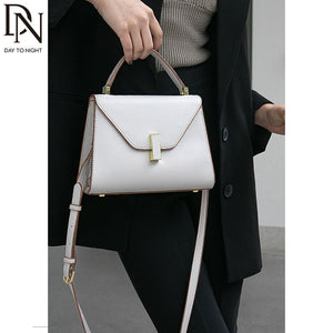 DN Genuine Leather Top Handle Handbags for Women Brand Designer Ladies Luxury Shoulder Crossbody Bags Fashion Purse