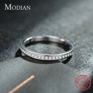 Modian Classic Simple 100% 925 Sterling Silver Charm AAA Zirconia Finger Rings for Women Wedding Engagement Statement Jewelry