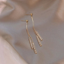 New Long Crystal Tassel Gold Color Dangle Earrings