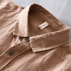 New Designer Solid Linen Brand Shirt Men Fashion Casual Green Shirts For Men Pure Flax Tops Camisa Masculina Chemise
