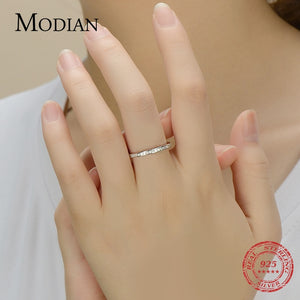 Modian Classic Simple 100% 925 Sterling Silver Charm AAA Zirconia Finger Rings for Women Wedding Engagement Statement Jewelry