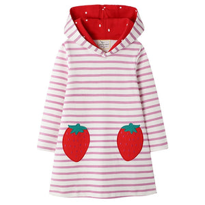 Jumping Meters New Animals Girls Dresses Hoodies Flamingo Long Sleeve Baby Clothes Cotton Princess Kids Hoody Dresses For Girl