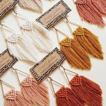 Boho Weave Macrame Earrings Triangle Ethnic Feather Fringe Tassel Earrings