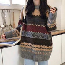 Vintage Sweaters Women Pullover Winter Striped Jumpers