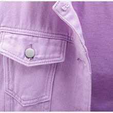 Women&#39;s Denim Jacket Spring Autumn Short Coat Pink Jean Jackets Casual Tops Purple Yellow White Loose Tops Lady Outerwear KW02
