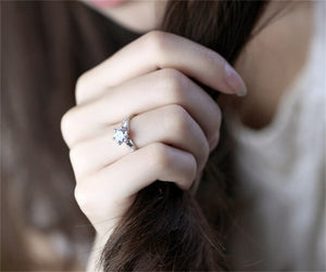 YANHUI High Quality Classic Eternity 1ct Wedding Rings Exquisite Tibetan Silver  Zirconia Rings For Women XR016