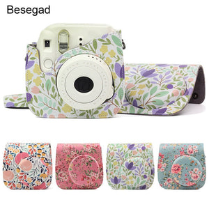 Besegad PU Leather Carrying Camera Bag Shell Pouch Case w/Strap for Fujifilm Instax Mini 8 8+ 9 Instant Cameras Accessories