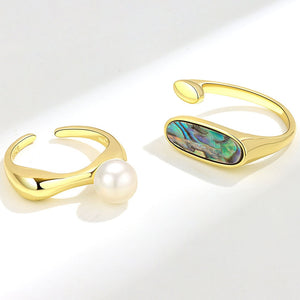 New Ring Pearl Pattern Long Glaze Drops Fashion  Light Luxury Adjustable Jewelry
