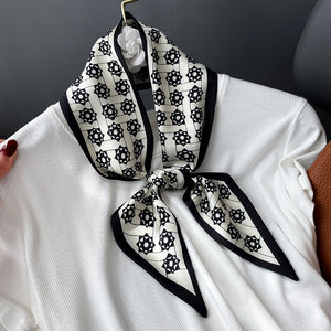 Fashion Print Hair Ribbon Scarf Women Neck Tie Bag Scarfs Satin Silk Skinny Headscarves