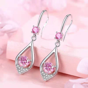 Fashion Ladies Stainless Steel Hanging Try Long Oval Crystal Diamond Sapphire Earrings Pendant Bridal Engagement Wedding Jewelry
