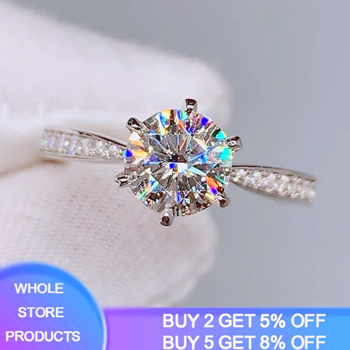 YANHUI High Quality Classic Eternity 1ct Wedding Rings Exquisite Tibetan Silver  Zirconia Rings For Women XR016