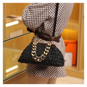 Luxury Designer Clip Crossbody Bags For Women  Handbag Evening Clutches With Thick Chain Ladies Messenger Bag Female Purse