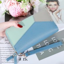 Double Zipper Women Wallet PU Leather Red/blue/pink/black Card Holder Long Female Wallet Color Matching Cellphone Bag