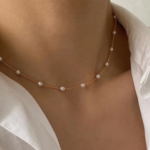New Beads Neck Chain Kpop Pearl Choker Necklace