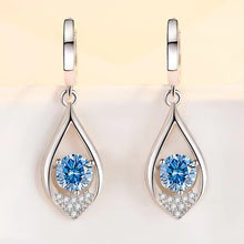 Fashion Ladies Stainless Steel Hanging Try Long Oval Crystal Diamond Sapphire Earrings Pendant Bridal Engagement Wedding Jewelry