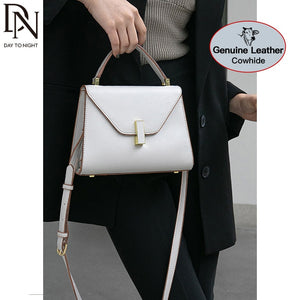 DN Genuine Leather Top Handle Handbags for Women Brand Designer Ladies Luxury Shoulder Crossbody Bags Fashion Purse