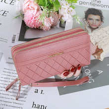 Double Zipper Women Wallet PU Leather Red/blue/pink/black Card Holder Long Female Wallet Color Matching Cellphone Bag