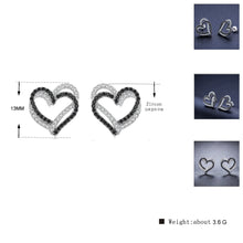 Black Awn  New Black Awn Romantic Silver Color Jewelry Natural  Heart Party Stud Earrings