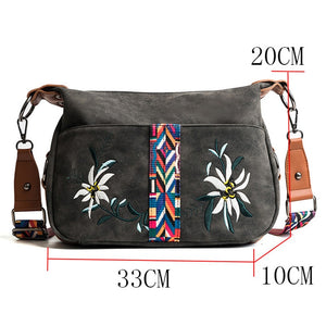 High Quality Abrasive Fabric Women Bag Fashion Embroidery Handbag Female Crossbody Bags Designer Multifunction Shoulder Bag Tote