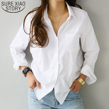 Women Shirts and Blouses Long Sleeve Casual White Turn-down Collar