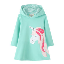 Jumping Meters New Animals Girls Dresses Hoodies Flamingo Long Sleeve Baby Clothes Cotton Princess Kids Hoody Dresses For Girl
