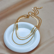 Stainless Steel Gold Color 3 Chains Necklace