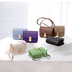 Famicare Women's Bag Lady Luxury Box Bag Retro Tofu Small Square Shoulder Bag Messenger Female Split Leather Flap Handbag